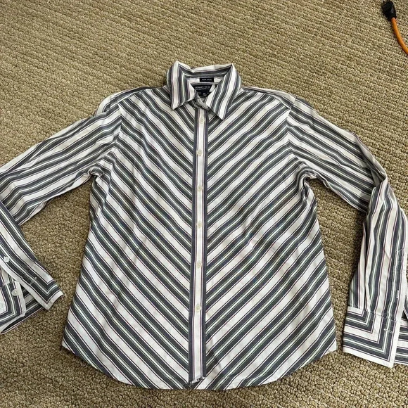 90s Striped Button Down Top - Picture 1 of 5